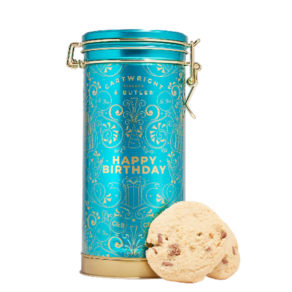 C&B Happy Birthday Musical Tin- Chocolate   Chunks Biscuits