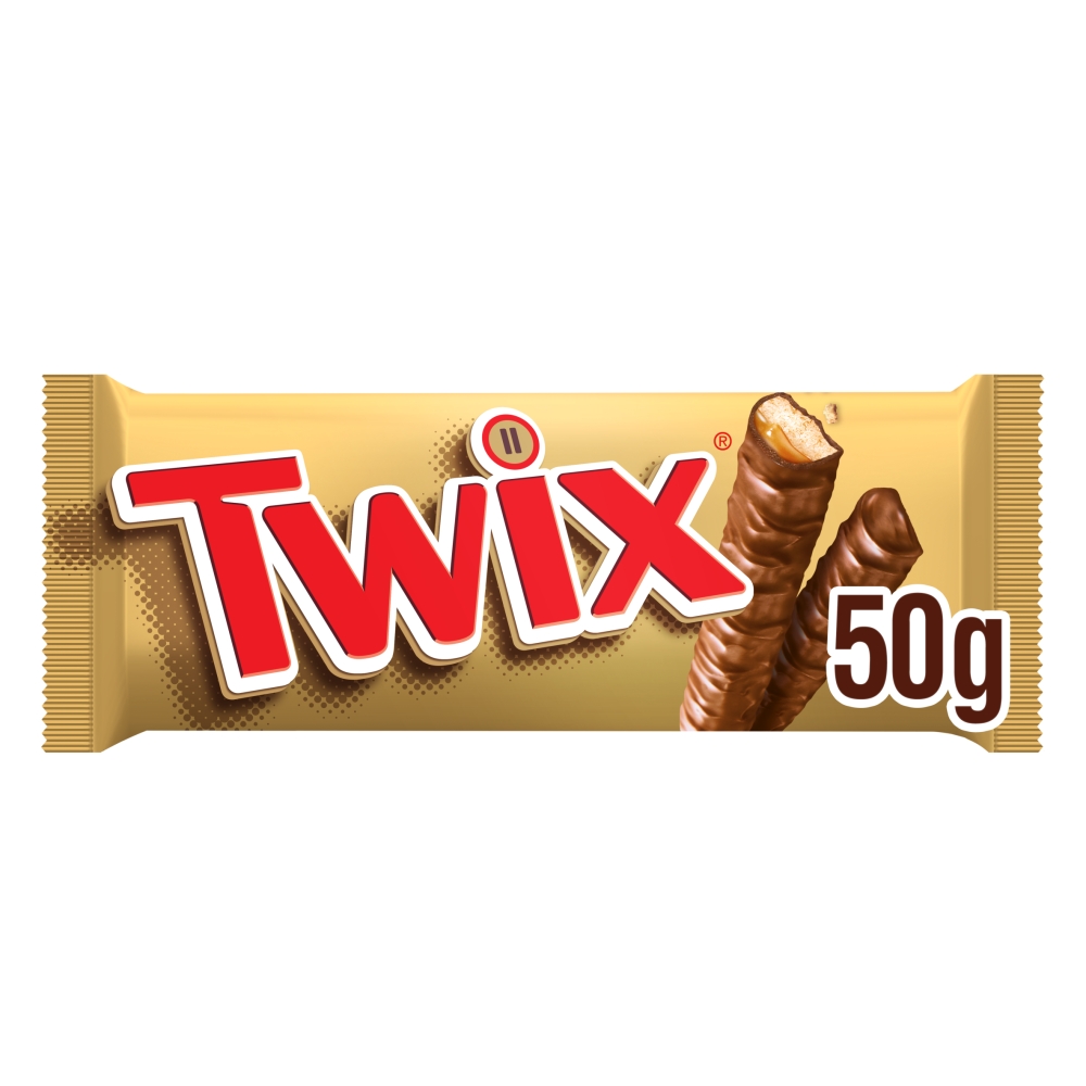 "Twix Caramel & Milk Chocolate Fingers Biscuit Snack Bar 50g"