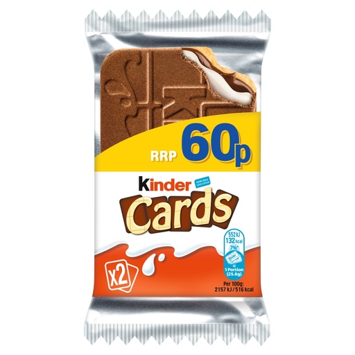 Kinder Cards Cocoa & Milk Wafers 25.6G